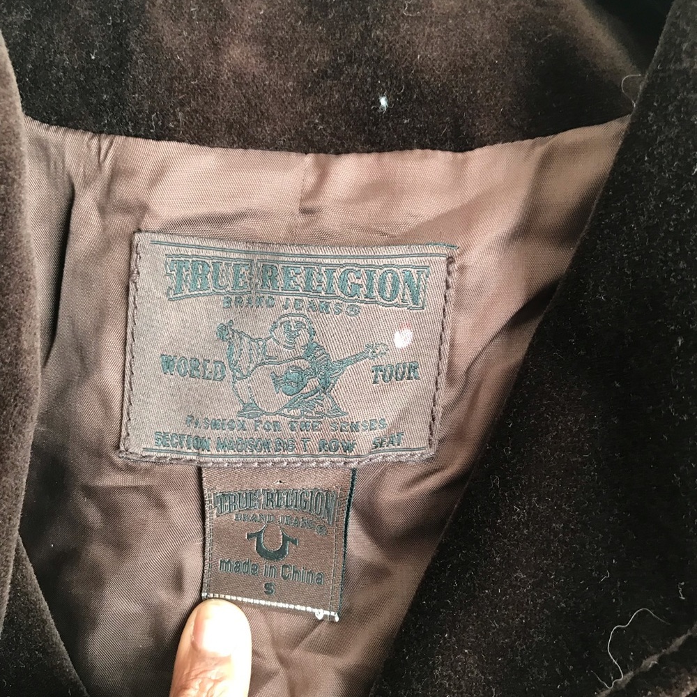True Religion Brown Velvet Embroidered Blazer - Picture 4 of 5